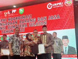 Pemkab Muratara Terima Penghargaan UKPBJ dalam Rakor Provinsi Sumatera Selatan Tahun 2025